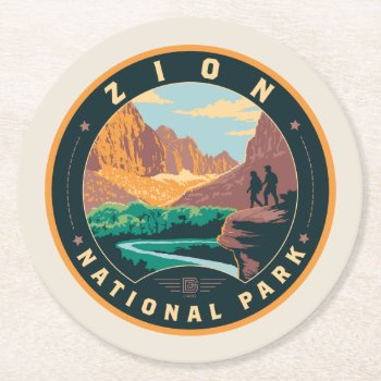 Zion National Park Round Paper Coaster by AndersonDesignGroup at Zazzle