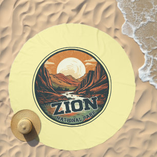 Zion National Park Scenic Logo Beach Towel