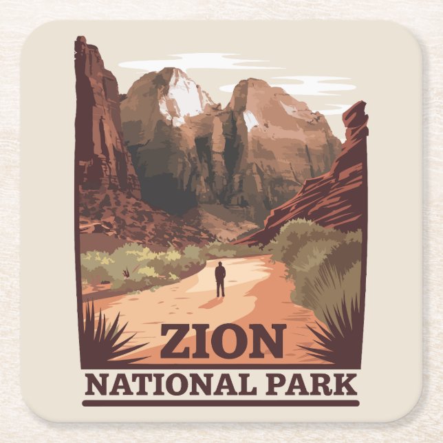 Zion National Park Square Paper Coaster (Front)