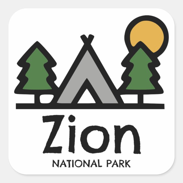 Zion National Park Square Sticker (Front)