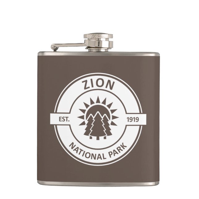 Zion National Park Sun Trees Flask (Front)