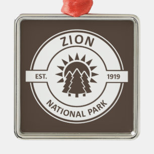 Zion National Park Sun Trees Metal Ornament