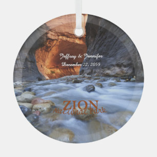 Zion National Park, The Narrows, Name, Circle Glass Ornament