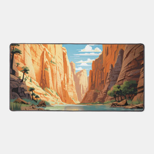 Zion National Park The Narrows Retro Art Desk Mat