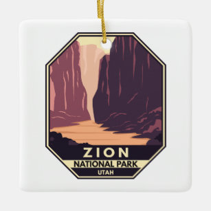 Zion National Park The Narrows Retro Ceramic Ornament
