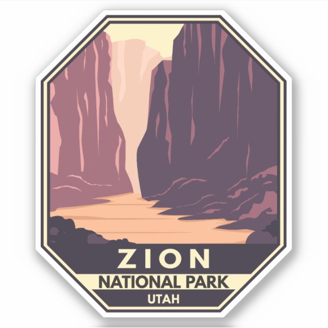 Zion National Park The Narrows Retro Sticker (Front)