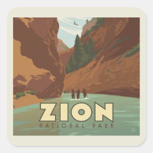 Zion National Park   The Narrows Square Sticker