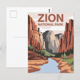 Zion National Park Travel Art Postcard