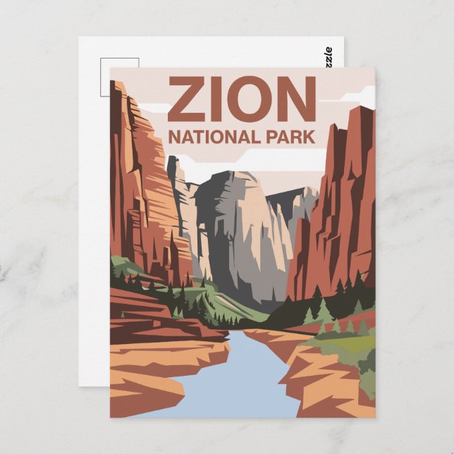 Zion National Park Travel Art Postcard (Front/Back)