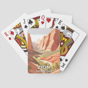 Zion National Park Travel Watercolor Valley Poker Cards