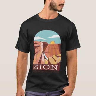Zion National Park USA Skyline Silhouette Outline T-Shirt