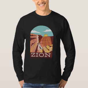 Zion National Park USA Skyline Silhouette Outline T-Shirt