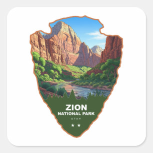 Zion National Park Utah Arrowhead Square Sticker