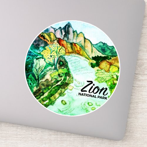 Zion National Park Utah Camping Trip Watercolor Sticker