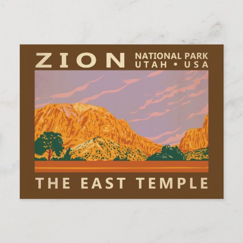 Zion National Park Utah East Temple Vintage Postcard