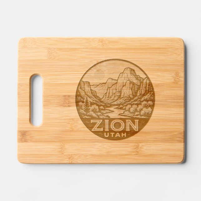 Zion National Park Utah Engraved Cutting Board (Front)