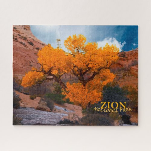 Zion National Park Utah Golden Autumn Tree  Jigsaw Puzzle