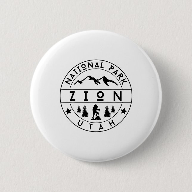 Zion National Park Utah Hiker Nature Hiking Outdoo Button (Front)