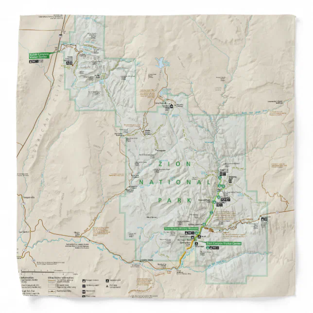 Zion National Park (Utah) map bandana | Zazzle