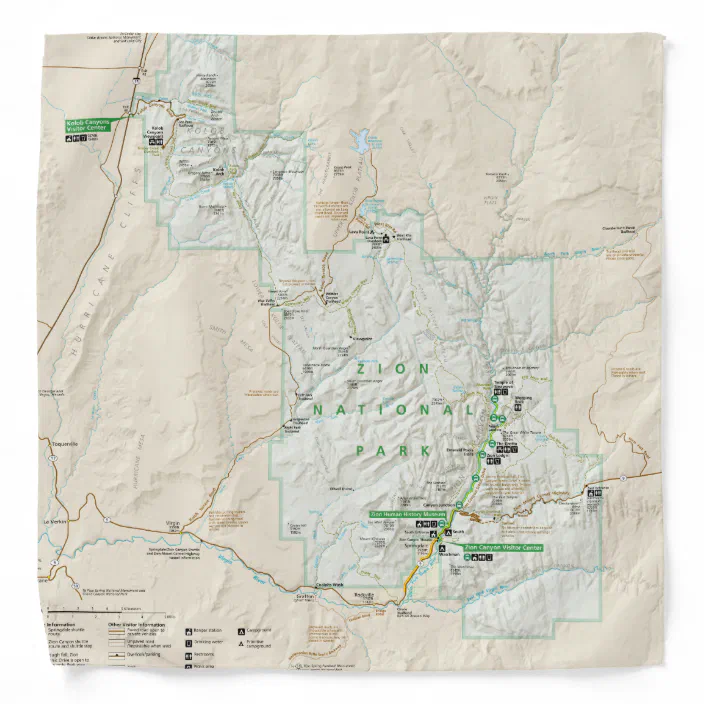 Zion National Park Utah Map Zion National Park (Utah) Map Bandana | Zazzle.com