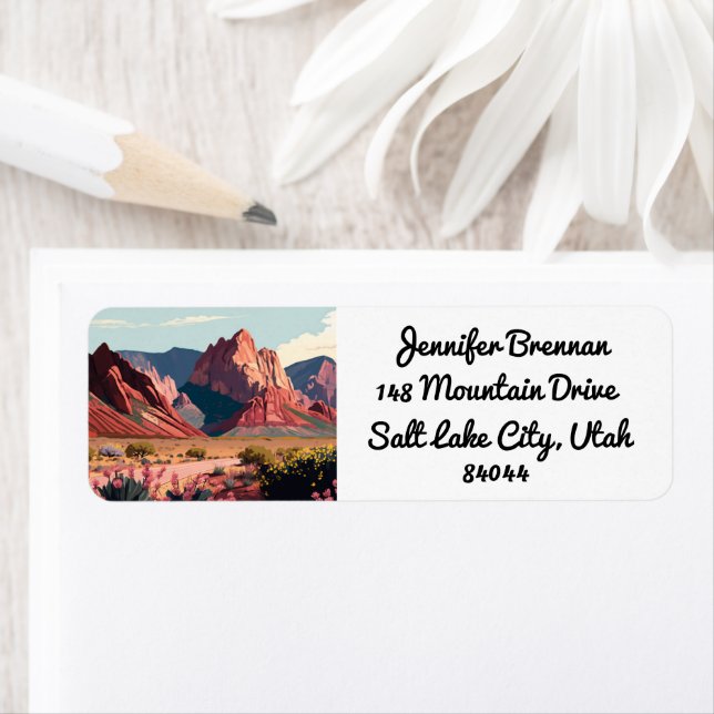Zion National Park Utah Mountains Return Address Label (Insitu)
