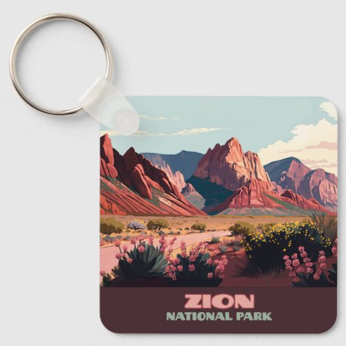 Zion National Park Utah Mountains Vintage Keychain