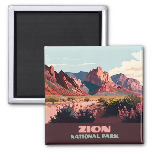 Zion National Park Utah Mountains Vintage Magnet