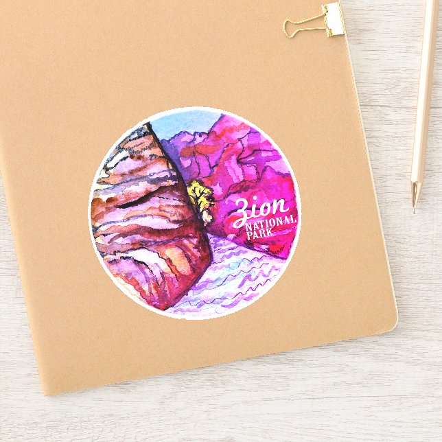 Zion National Park Utah Narrows Watercolor Sticker (Notebook)