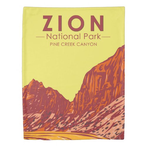 Zion National Park Utah Pine Creek Canyon Vintage Duvet Cover