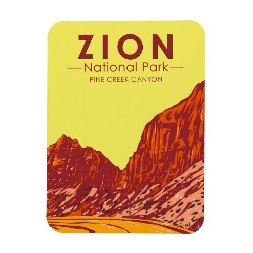 Zion National Park Utah Pine Creek Canyon Vintage Magnet