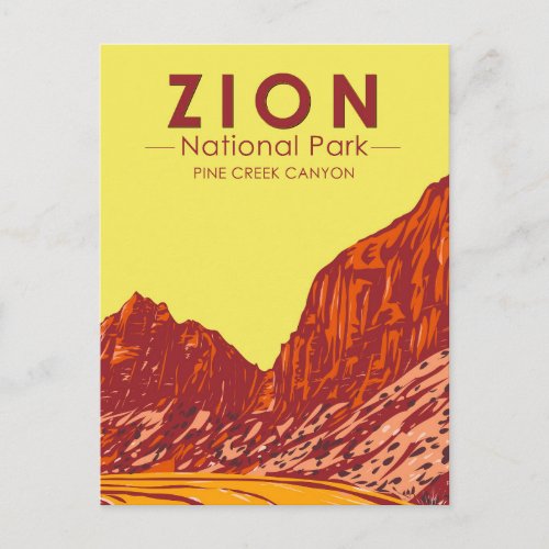 Zion National Park Utah Pine Creek Canyon Vintage Postcard