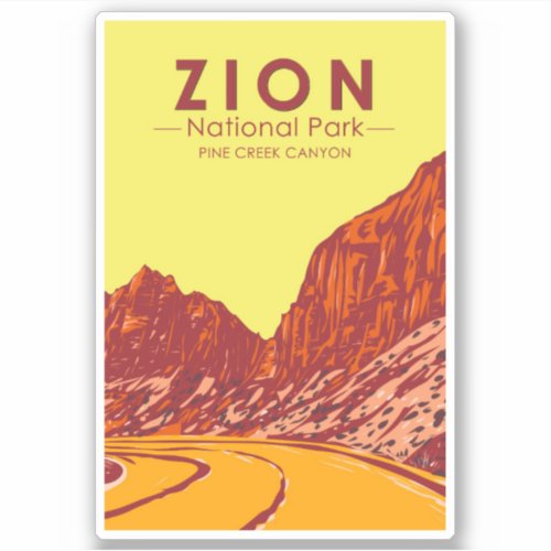 Zion National Park Utah Pine Creek Canyon Vintage Sticker