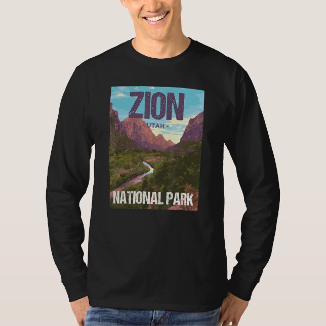 Zion National Park Utah Poster Design T-Shirt (Front)