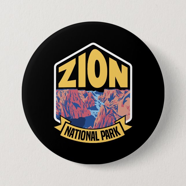 Zion National Park Utah Retro Button (Front)