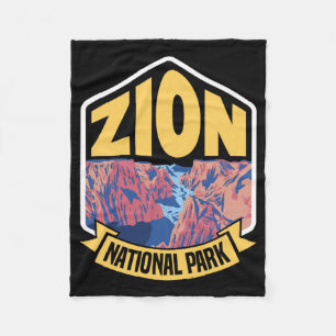 Zion National Park Utah Retro Fleece Blanket