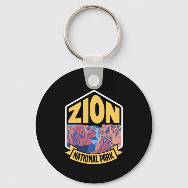 Zion National Park Utah Retro Keychain (Front)