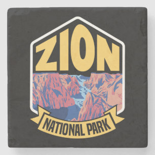 Zion National Park Utah Retro Stone Coaster