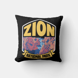 Zion National Park Utah Retro Throw Pillow