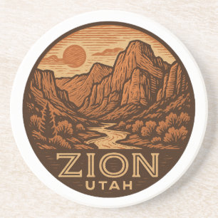 Zion National Park Utah Round Sandstone Coaster
