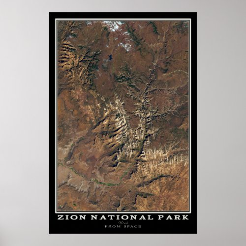 Zion National Park Utah Satellite Poster Map