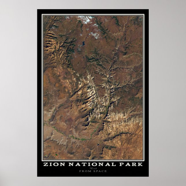 Zion National Park Utah Satellite Poster Map (Front)