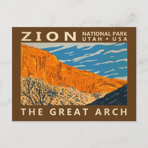 Zion National Park Utah The Great Arch 2 Vintage Postcard
