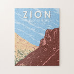 Zion National Park Utah The Great Arch Vintage Jigsaw Puzzle<br><div class="desc">Zion vector artwork design. The park is a southwest Utah nature preserve distinguished by Zion Canyon’s steep red cliffs.</div>