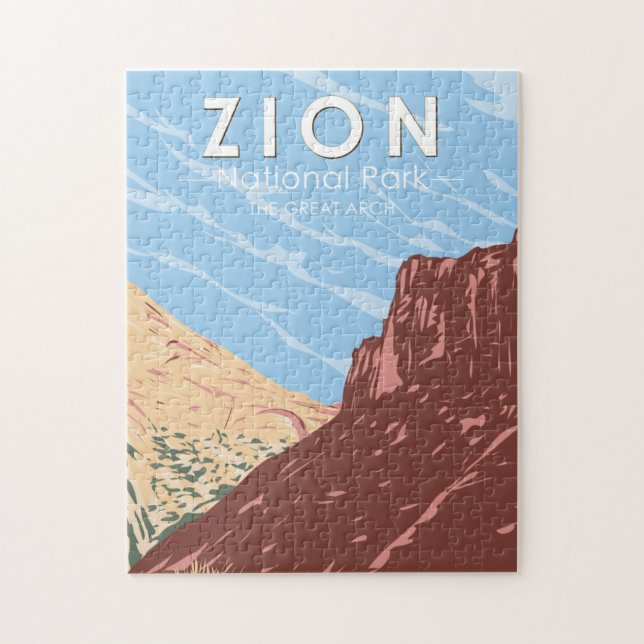 Zion National Park Utah The Great Arch Vintage Jigsaw Puzzle (Vertical)