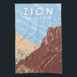 Zion National Park Utah The Great Arch Vintage Kitchen Towel<br><div class="desc">Zion vector artwork design. The park is a southwest Utah nature preserve distinguished by Zion Canyon’s steep red cliffs.</div>