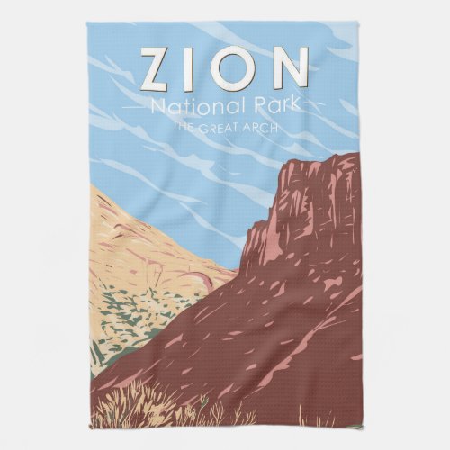 Zion National Park Utah The Great Arch Vintage Kitchen Towel