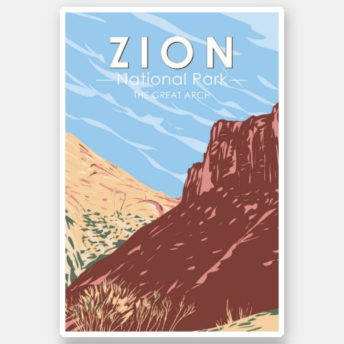 Zion National Park Utah The Great Arch Vintage Sticker