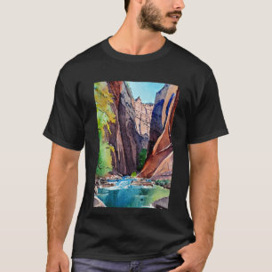 Zion National Park Utah The Narrows by water color T-Shirt