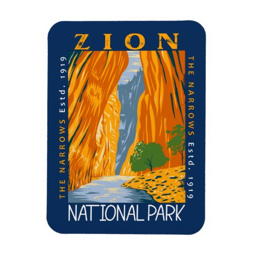 Zion National Park Utah The Narrows Distressed  Magnet