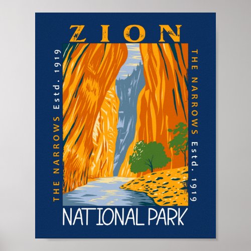 Zion National Park Utah The Narrows Distressed  Poster